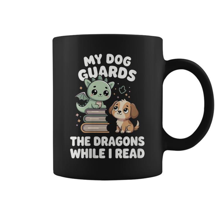 Women's Cute Fantasy Book Reader Apparel Dog Dragon Bookish Magic Graphic Print Coffee Mug