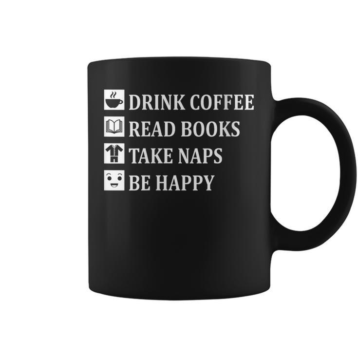 Women's Drink Coffee Read Book Take Naps Books Pajamas Graphic Print Coffee Mug
