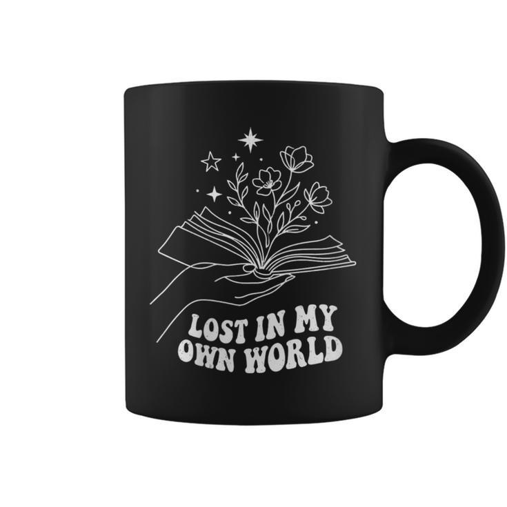 Women's Minimalist Bookworm Lost In My Own World Book Lover Graphic Print Coffee Mug