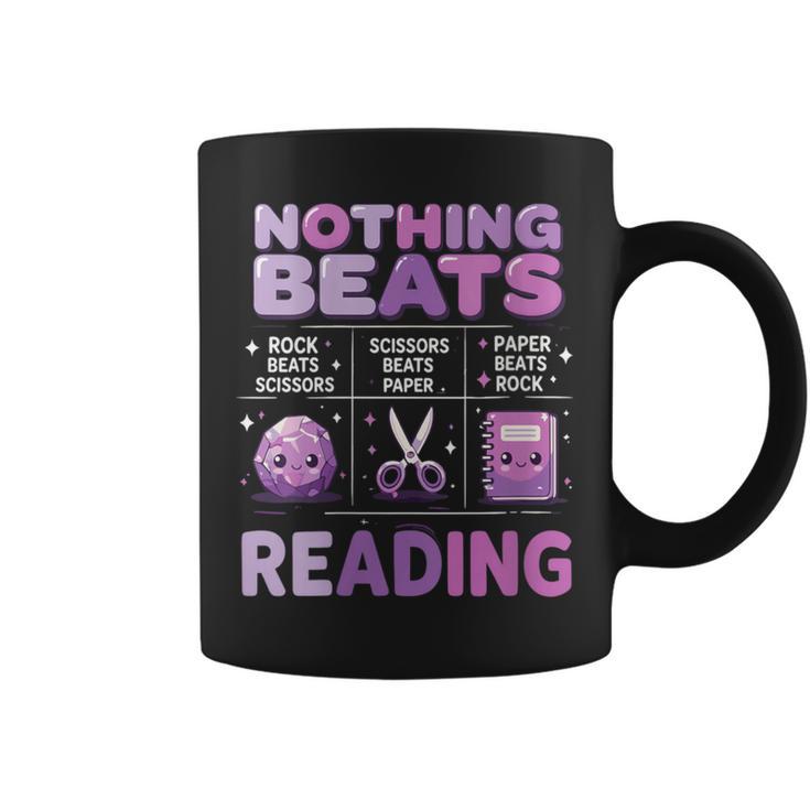 Women's Nothing Beats Reading Rock Paper Scissors Book Lover Graphic Print Coffee Mug