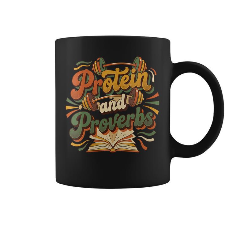 Women's Protein And Proverbs Protein Workout Book Lover Retro Graphic Print Coffee Mug