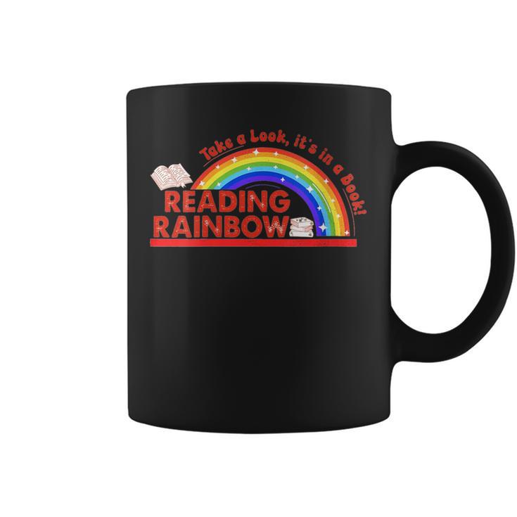 Women's Retro Rainbow Take A Look It's In A Book Reading Bookworm Graphic Print Coffee Mug