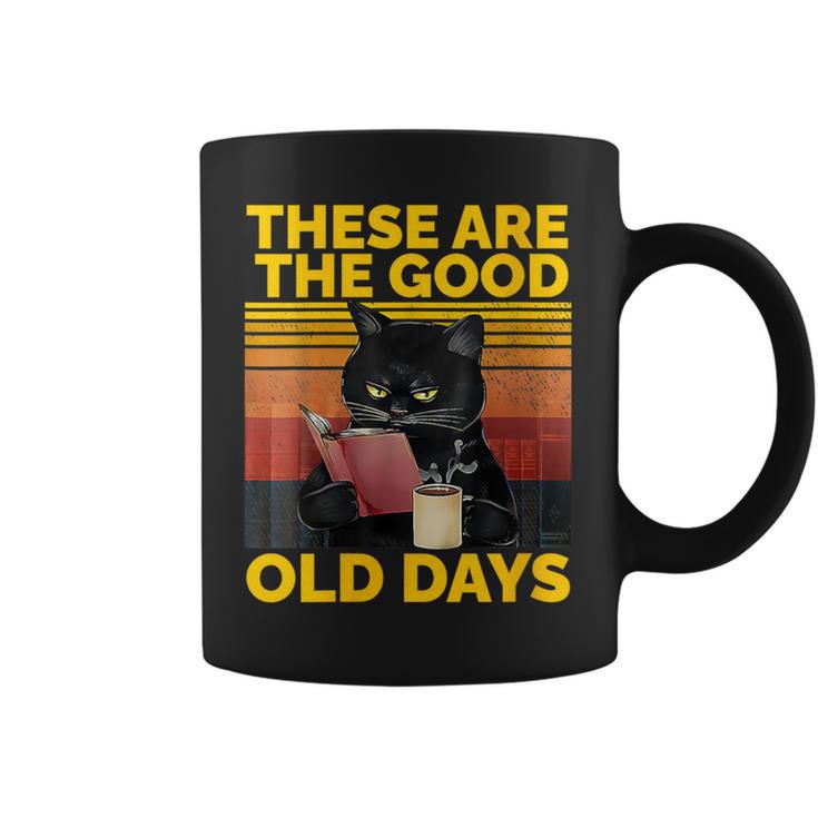 Women's These Are The Good Old Days Cat Reading A Book Graphic Print Coffee Mug