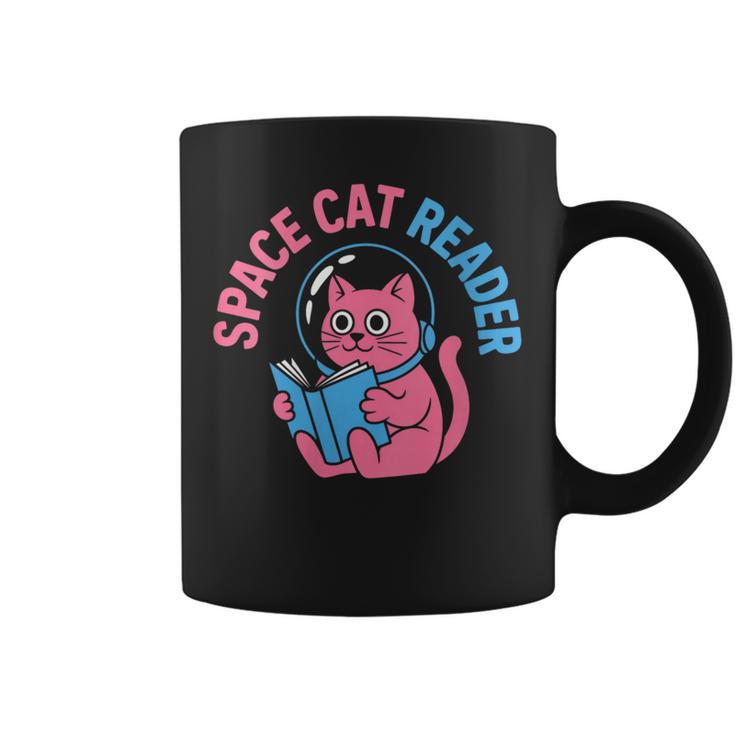 Women's Space CAT Reader Pink Helmet Blue Book Nerd Galaxy Kitty Graphic Print Coffee Mug