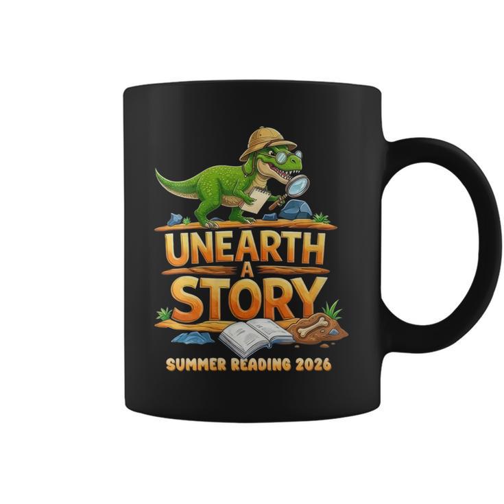 Women's Unearth a Story Dinosaur Reading Books Summer 2026 Graphic Print Coffee Mug