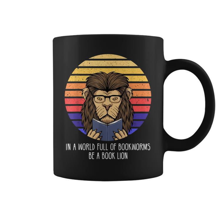 In A World Full Of Bookworms Be A Book Lion Dragon Reading Graphic Print Coffee Mug