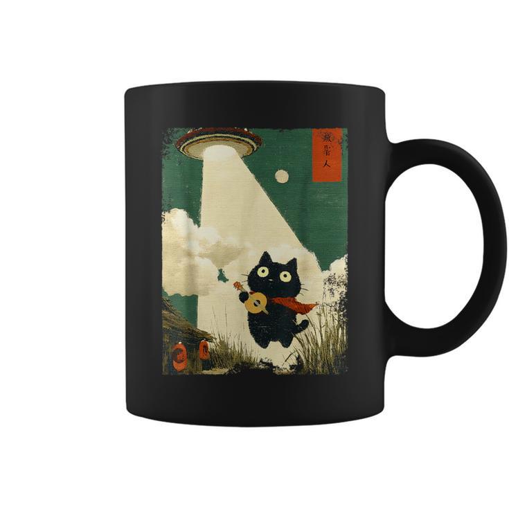 おもしろい 日本猫誘拐 エイリアン Ufo ギター ウクレレ 音楽 コーヒーマグ