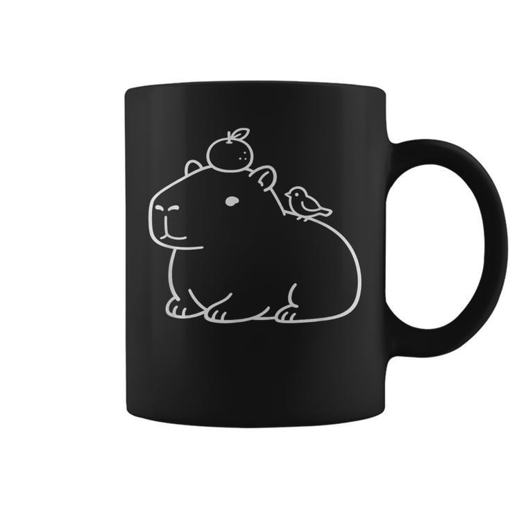 かわいいカピバラと鳥の穏やかな動物愛好家 コーヒーマグ