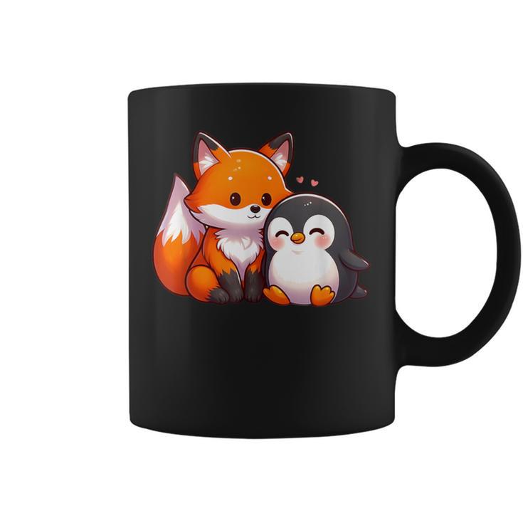 かわいいキツネとペンギンのデザイン コーヒーマグ