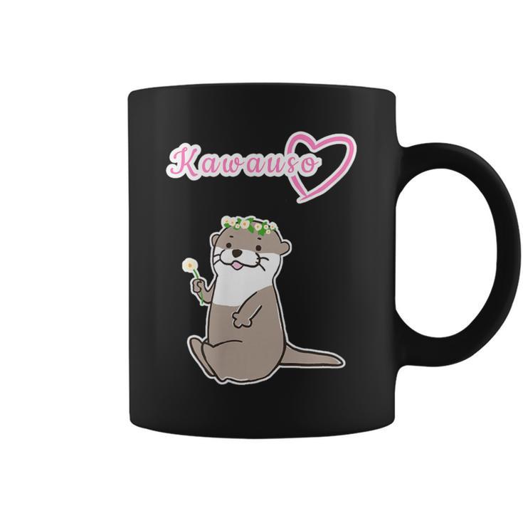 ゆるカワウソさん まるくん『おはなの かんむり』コツメカワウソ かわいい イラスト コーヒーマグ