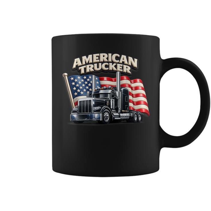アメリカのトラック運転手 アメリカの国旗 愛国的なトラック運転手 ビッグリグ コーヒーマグ