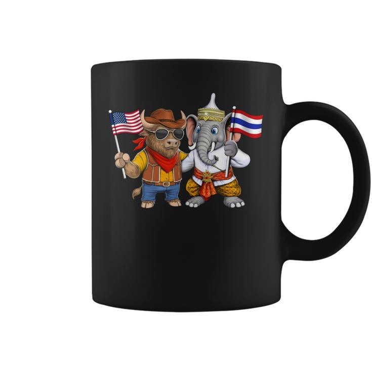 アメリカ・タイ国旗 誇り高いタイ系アメリカ人のルーツ タイ系アメリカ人の遺産 長袖tシャツ コーヒーマグ