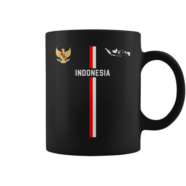 インドネシア国旗、インドネシアのシルエットマップ、国章 長袖tシャツ コーヒーマグ
