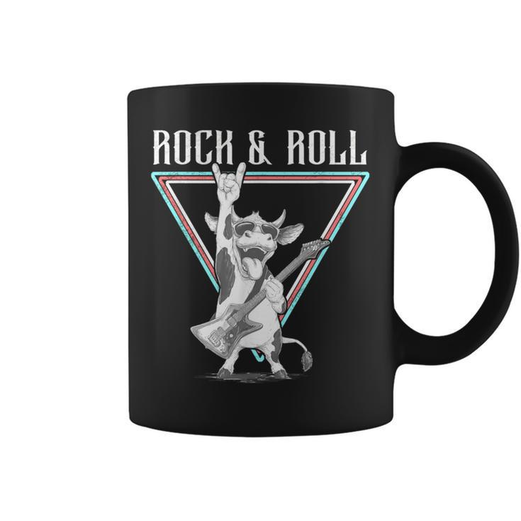 ギター付きロックンロール牛 コーヒーマグ