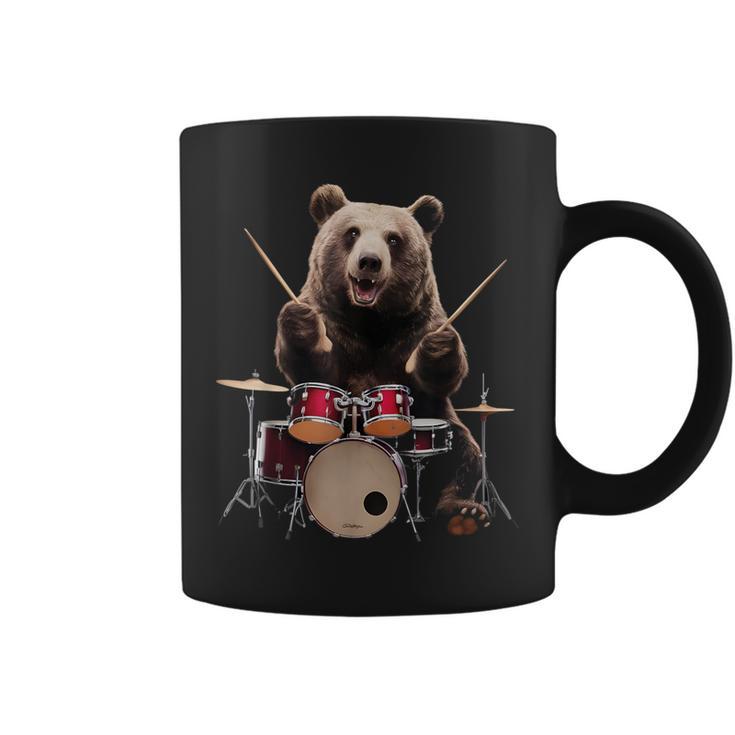 クマの演奏 ドラム リアル コーヒーマグ