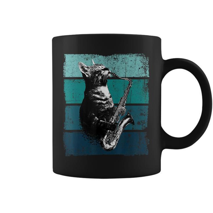 サックスを奏でる猫 ヴィンテージ 猫 ジャズ サックス 音楽 サックス コーヒーマグ