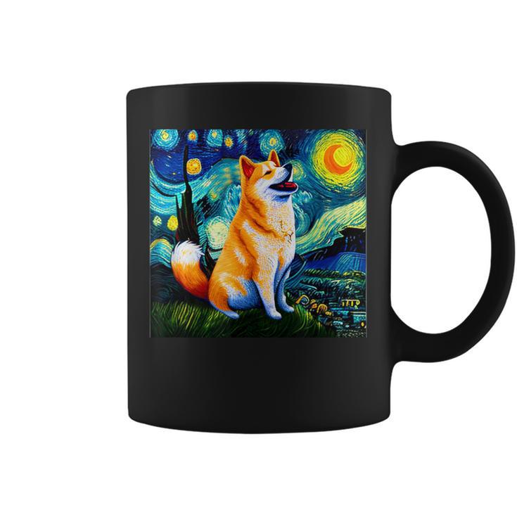 シバイヌ 面白いtシャツ 柴犬 犬 ゴッホ 星月夜 かわいい メンズ 子供 おもしろ 服 グッズ ネタ コーヒーマグ