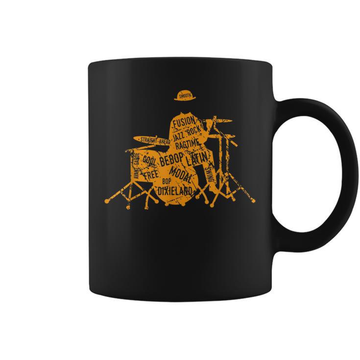 ジャズジャンル付きジャズドラマーtシャツ コーヒーマグ
