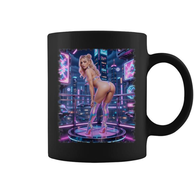 セクシーガールグラフィックtシャツ サイバーパンク ピンナップガールダンサー コーヒーマグ