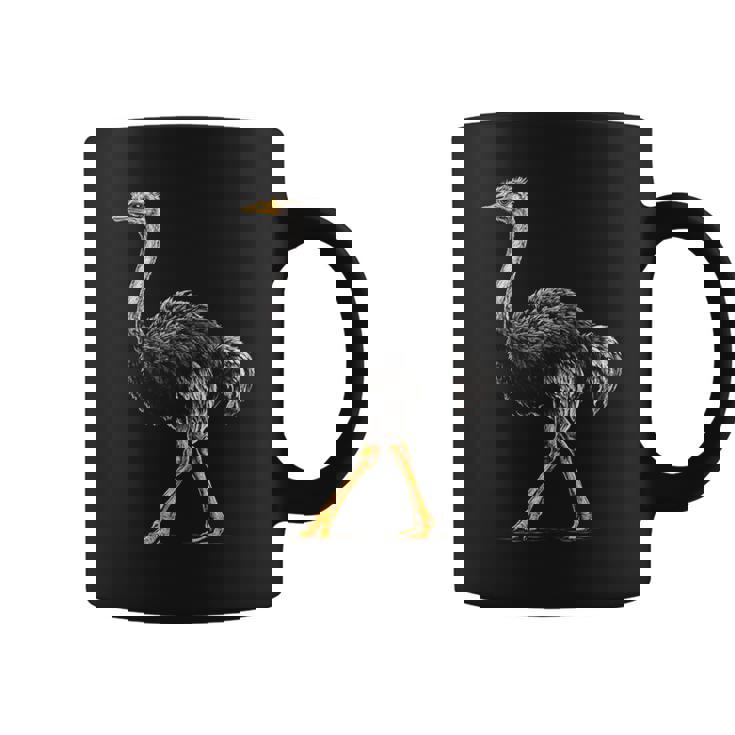 ダチョウ ポートレート 動物 モチーフ 描画 鳥 アート 長袖tシャツ コーヒーマグ