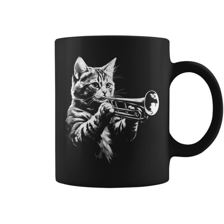 トランペットを奏でる猫 ヴィンテージ ジャズ ミュージシャン トランペッター コーヒーマグ