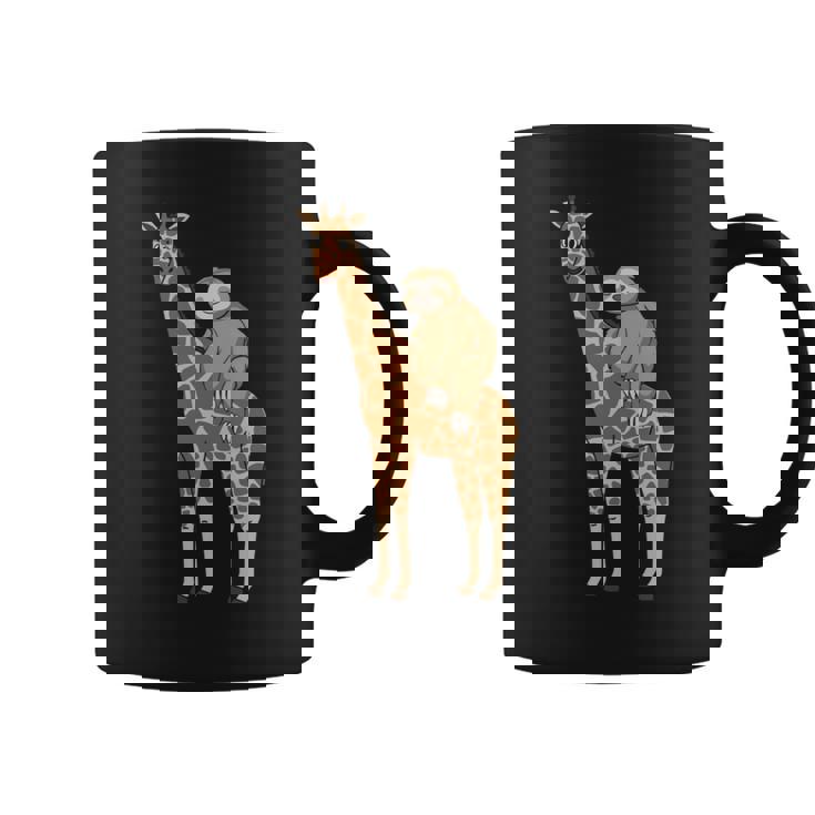 ナマケモノ キリン 面白い 怠惰なナマケモノ 動物 乗る キリン 長袖tシャツ コーヒーマグ