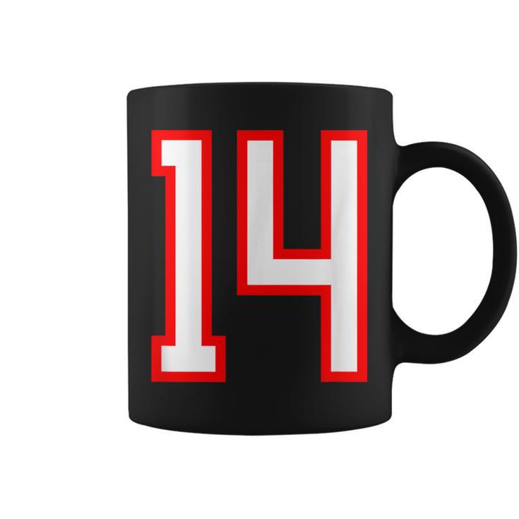 ナンバー 14 スポーツ ホワイト レッド ナンバー 14 コーヒーマグ