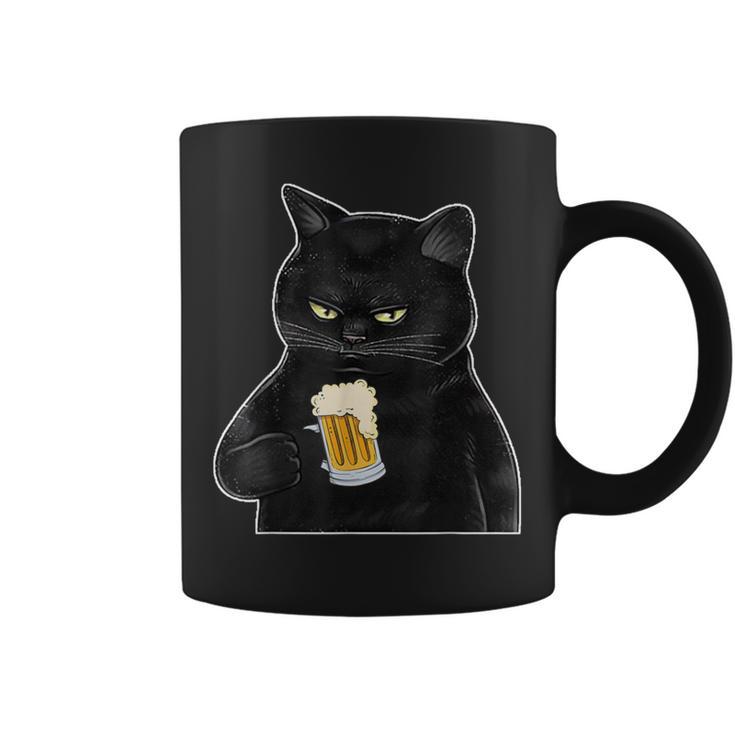 ビールを持っている黒猫 ヴィンテージ おもしろい ビール&猫好き コーヒーマグ