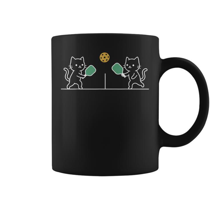 ピックルボール 猫 おもしろ ミニマル パドル アート ねこ好き ラリー コート 仲間 誕生日 かわいい 運動 楽しい コーヒーマグ