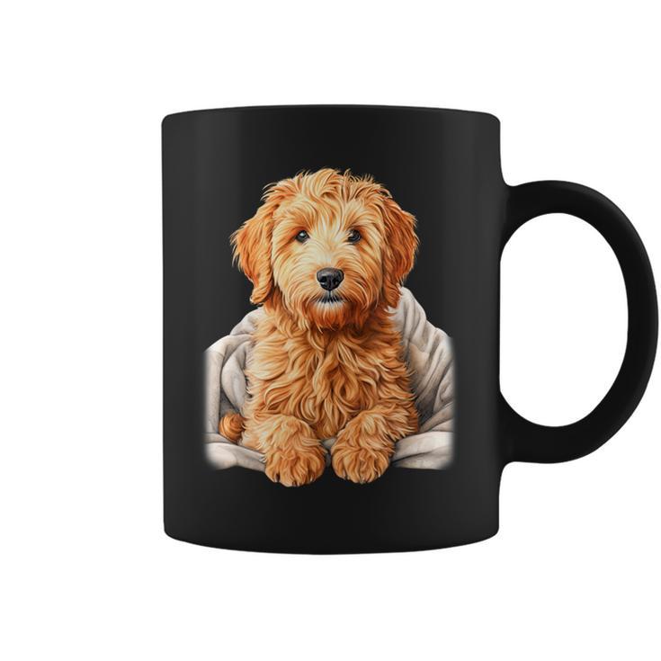 ブランキー付きのかわいいゴールデンドゥードル犬 コーヒーマグ