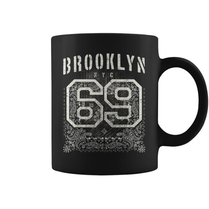 ブルックリン ニューヨーク バンダナスタイル アンティーク調tシャツ コーヒーマグ