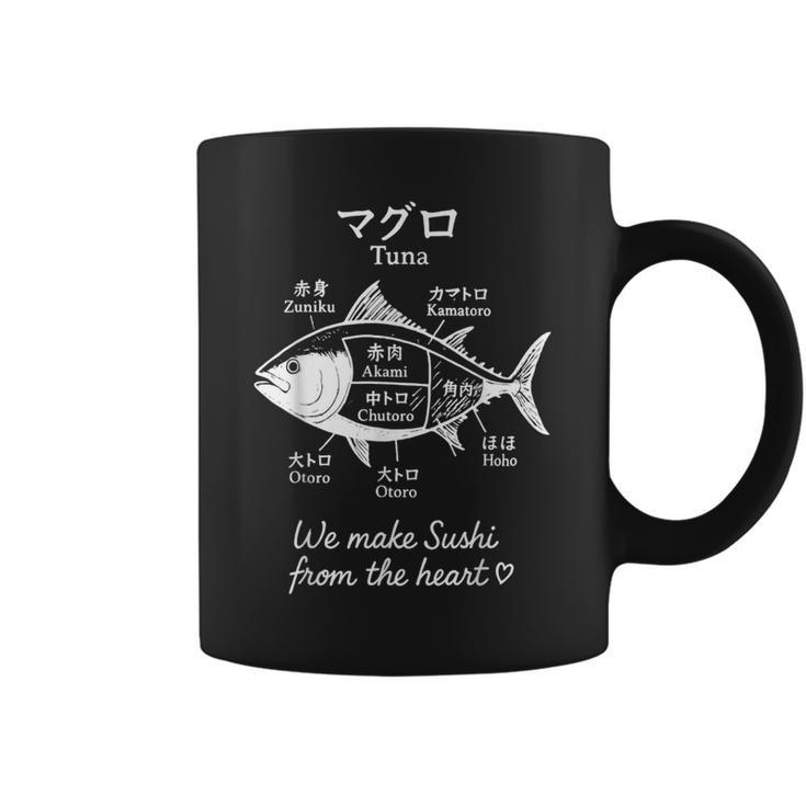 マグロ寿司切り図デザイン 日本料理グラフィック コーヒーマグ