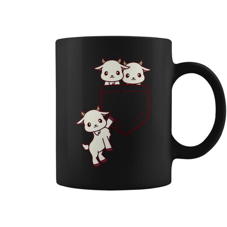 ヤギ好きの方へ かわいいかわいい赤ちゃんヤギのポケット付き コーヒーマグ
