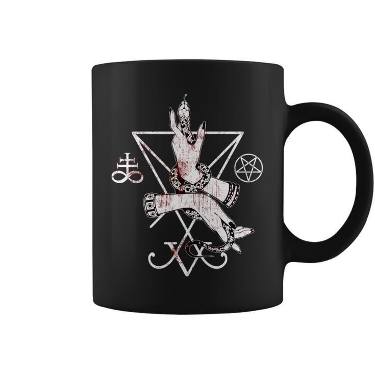 ルシファーの悪魔の紋章 五芒星とリヴァアタン十字架 長袖tシャツ コーヒーマグ