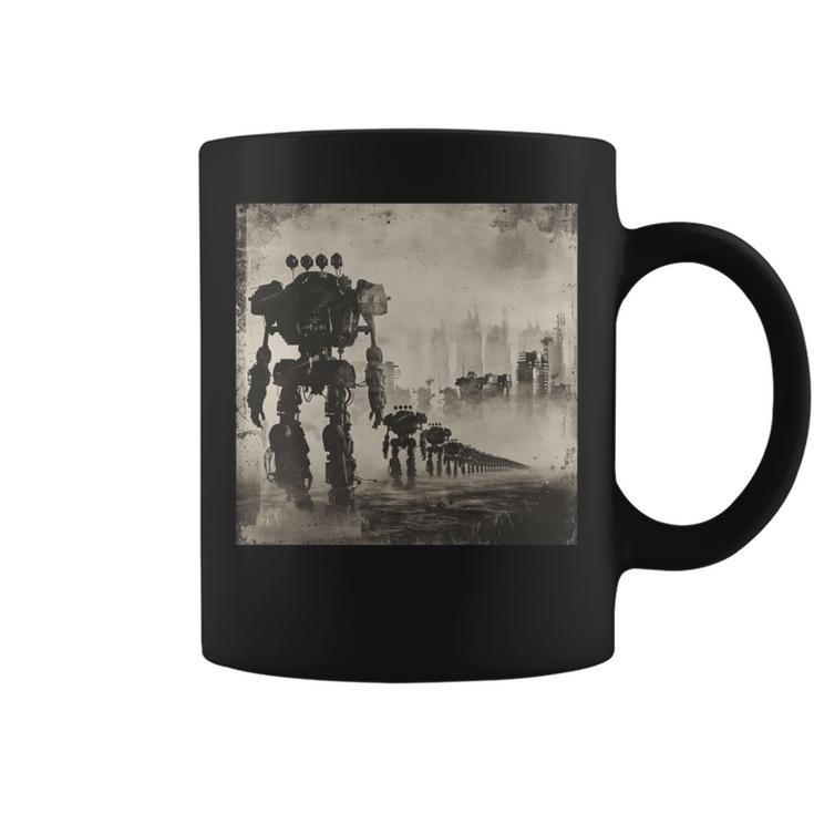 ロボットの行進、Sf、ロボット 長袖tシャツ コーヒーマグ