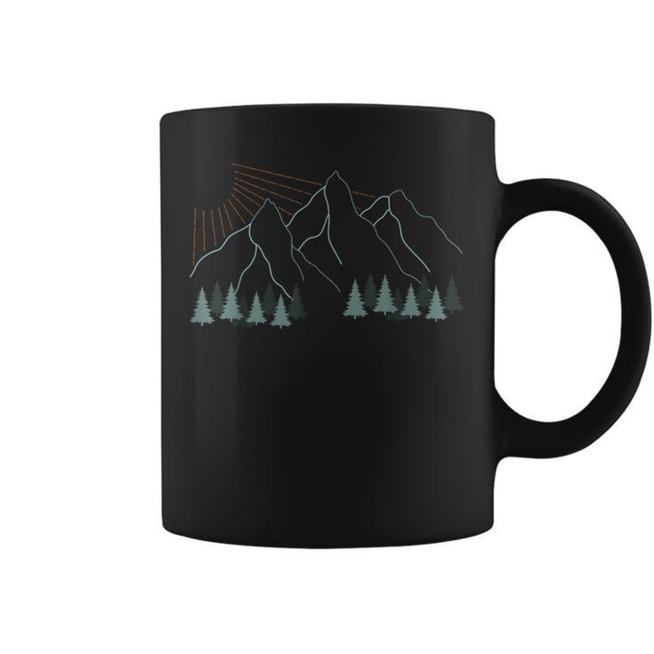 山の自然をモチーフにした登山用の山と森プリント コーヒーマグ