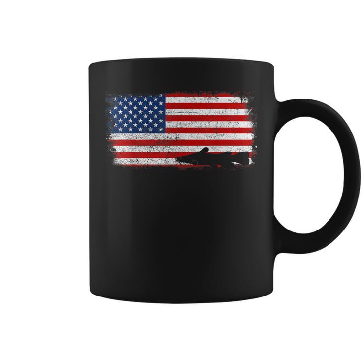 愛国的なクリスタルアイ ナマズフィッシュ アメリカ国旗 ビンテージ コーヒーマグ
