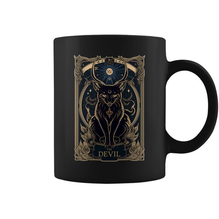 猫 タロットカード 悪魔 タロットカード 猫 長袖tシャツ コーヒーマグ