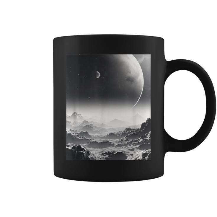白黒写真 火星月&宇宙写真 コーヒーマグ