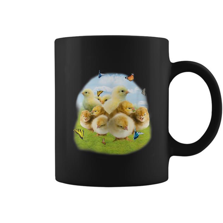 蝶 ひよこ 蝶 かわいい鶏 コーヒーマグ