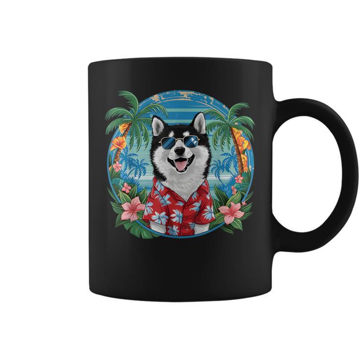 面白い 柴犬 夏 ハワイアン バイブ トロピカルビーチ コーヒーマグ
