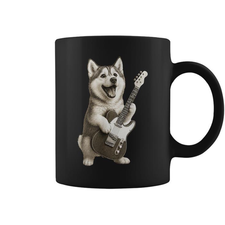 面白いtシャツ シベリアンハスキー 犬 ギター イヌ メンズ グッズ かわいい おもしろ 面白い 服 ネタ コーヒーマグ