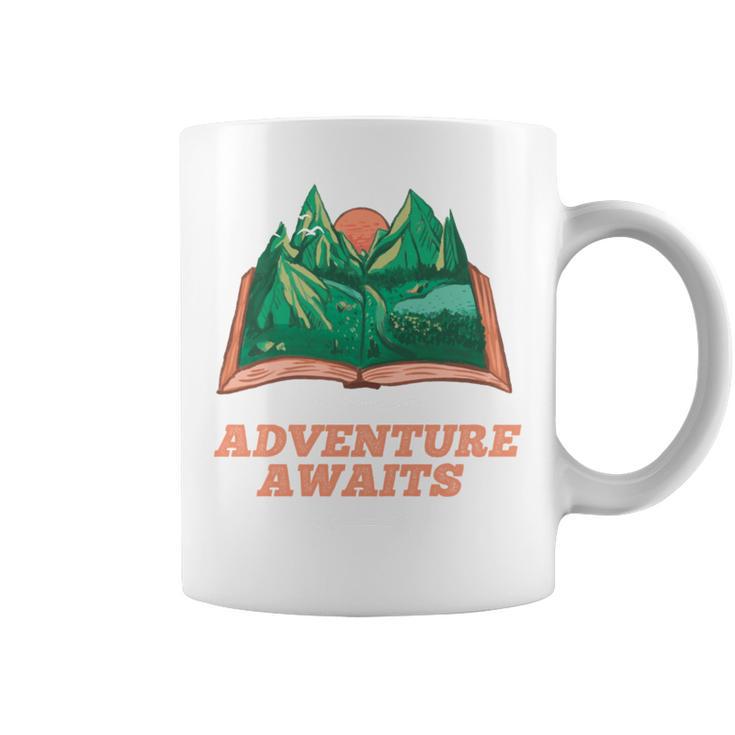 Adventure Awaits a Idea For Book Lovers Graphic Print Coffee Mug