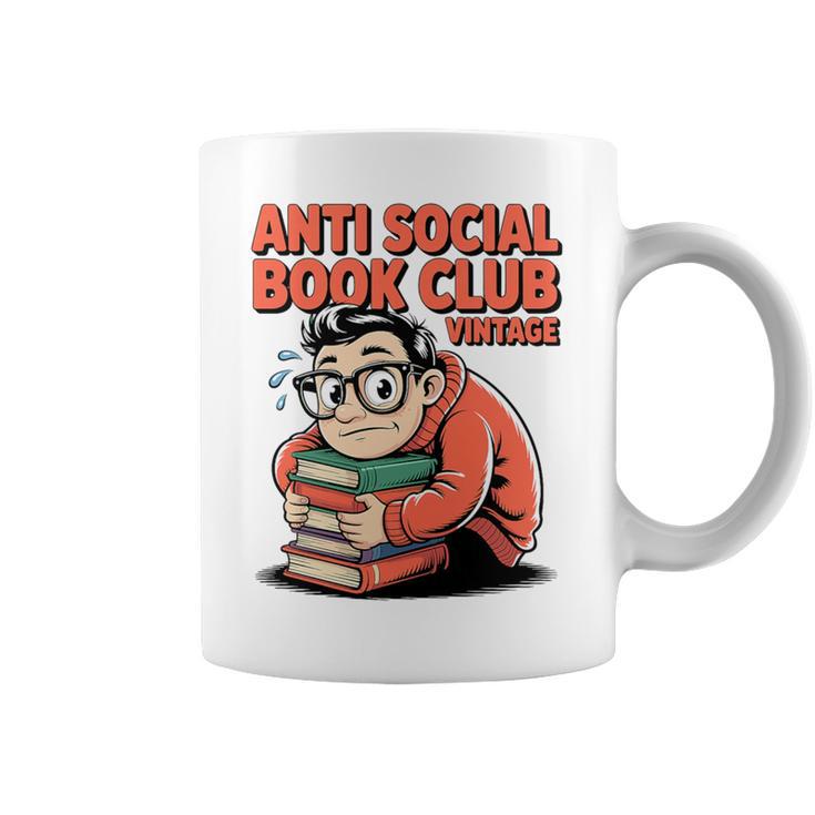 Anti Social Book Club Vintage Retro Reader Art Premium Tri-Blend Graphic Print Coffee Mug