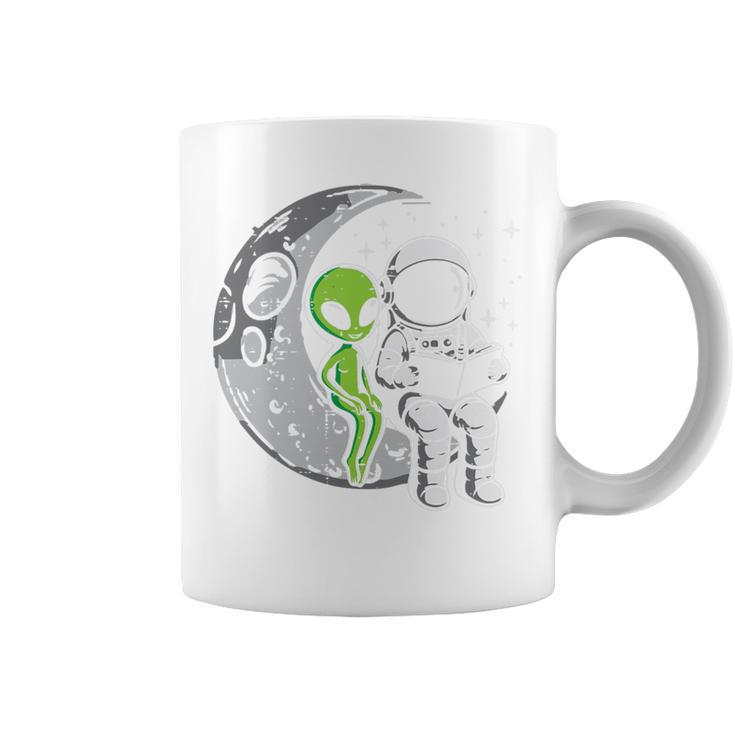 Astronaut Reading Book To Alien Moon Space Women Kids Men Premium Tri-Blend Graphic Print Coffee Mug