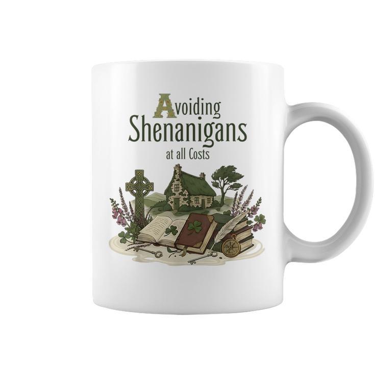 Avoiding Shenanigans Irish St Patricks Day Book Reader Graphic Print Coffee Mug