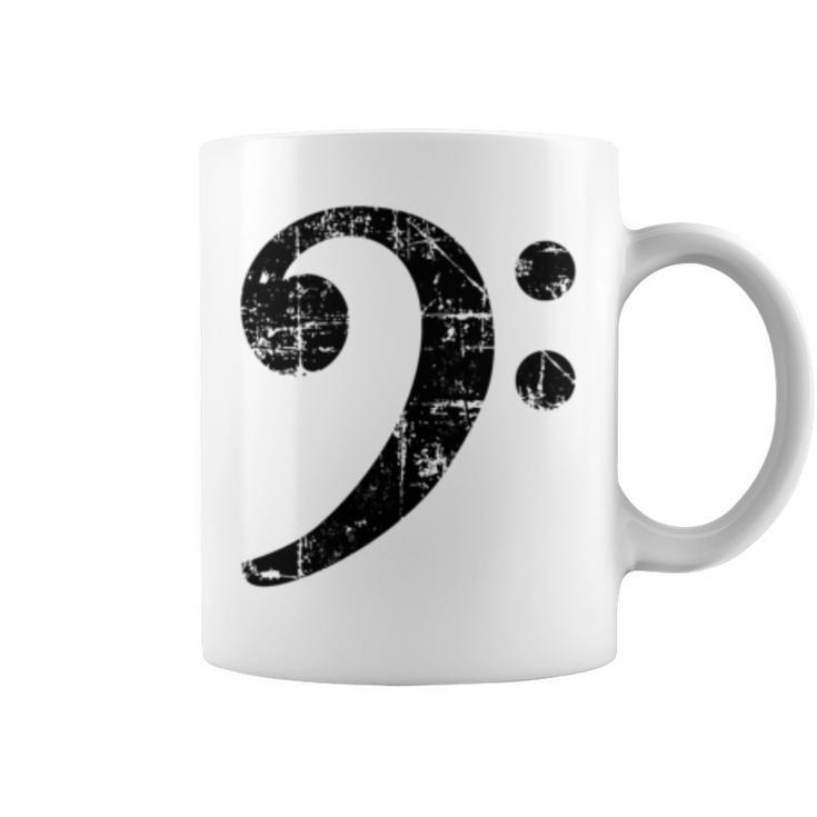 Bass Clef ビンテージブラック左 ベースプレイヤー 長袖tシャツ コーヒーマグ