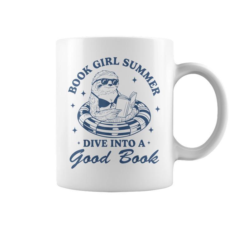 Book Girl Summer Bookish Sloth Beach Vacation Graphic Print Coffee Mug