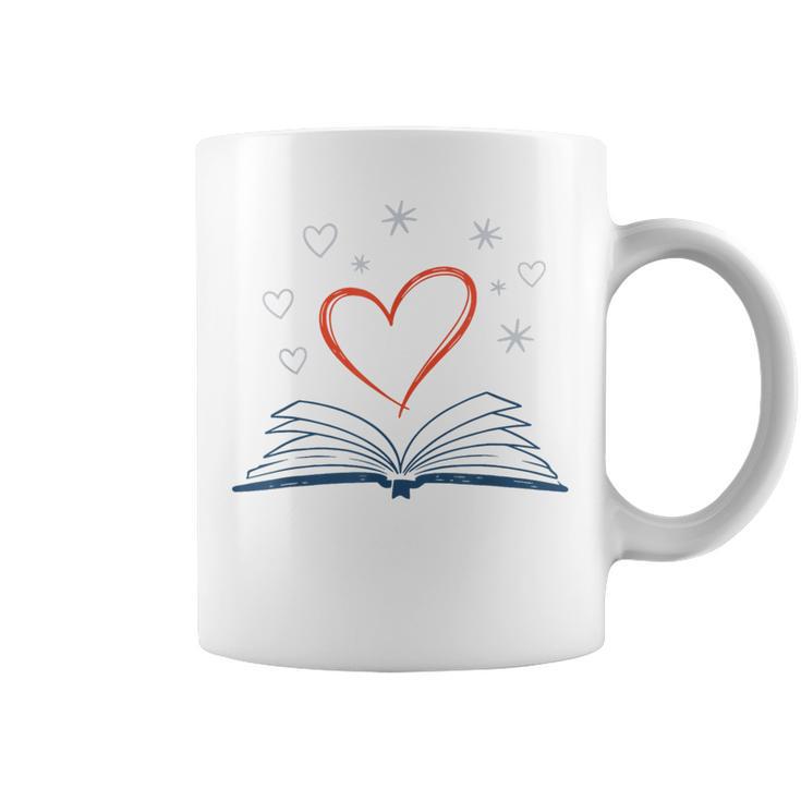 Book Reading Love Heart Library Graphic Print Coffee Mug