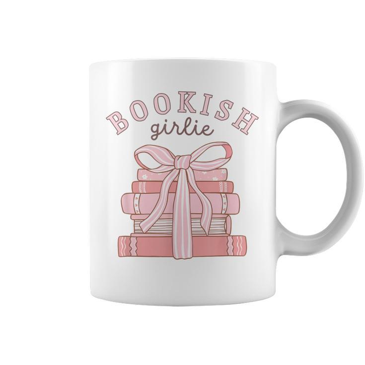Bookish Girlie Coquette Bow Book Lover Pink Feminine Reader Graphic Print Coffee Mug